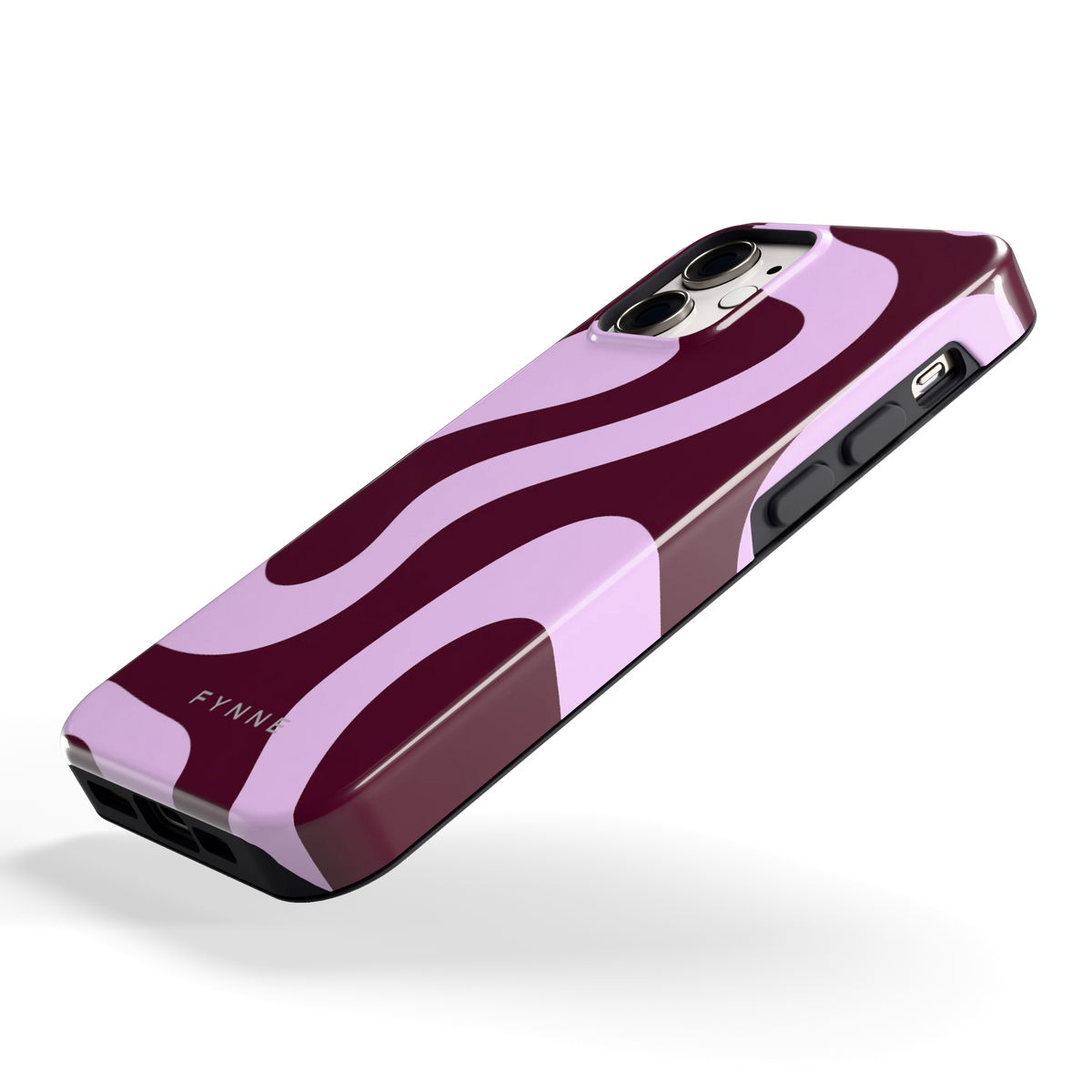 Lila Swirl hoesje voor iPhone 12 mini, schuin