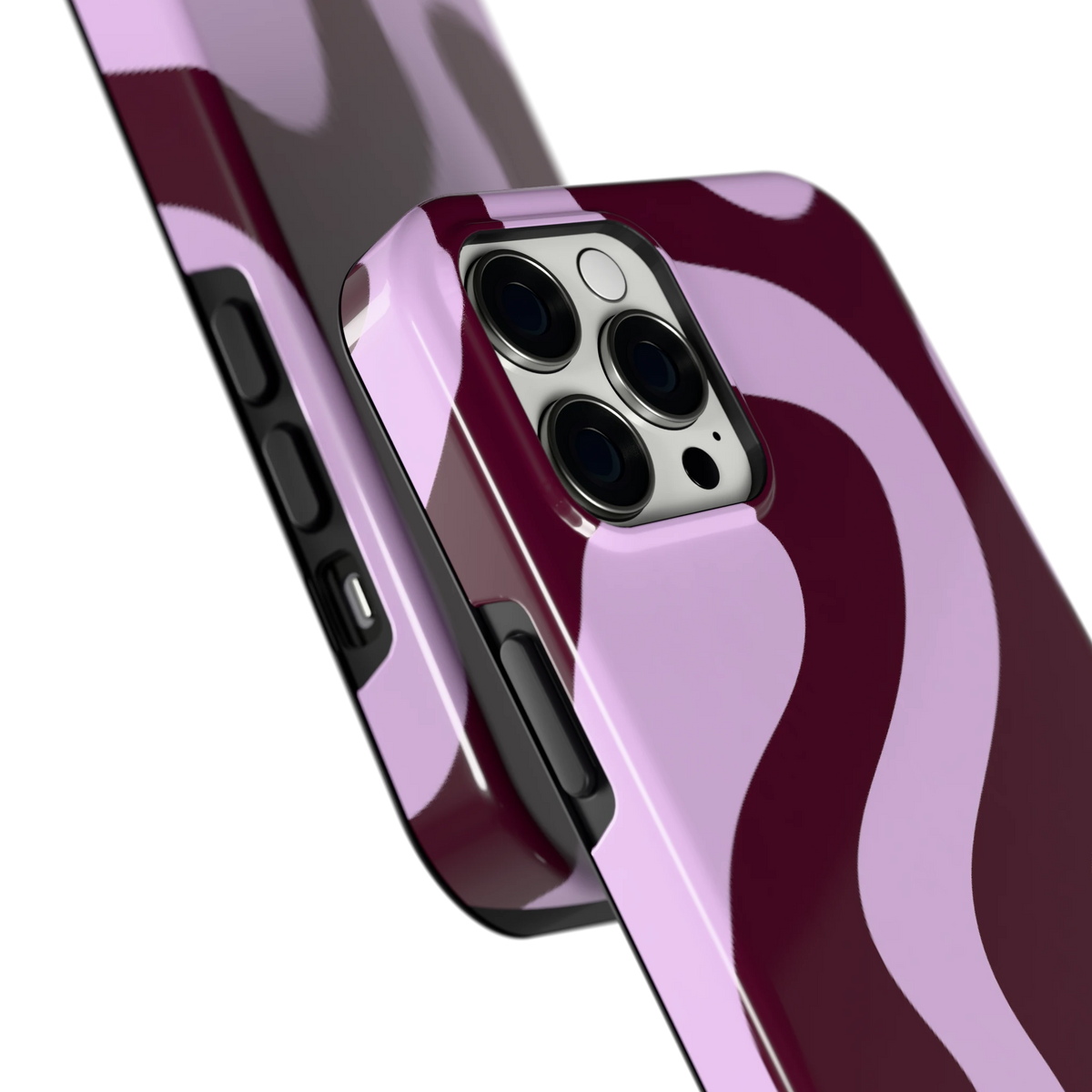 Lila Swirl hoesje voor iPhone 12 Pro Max, close-up