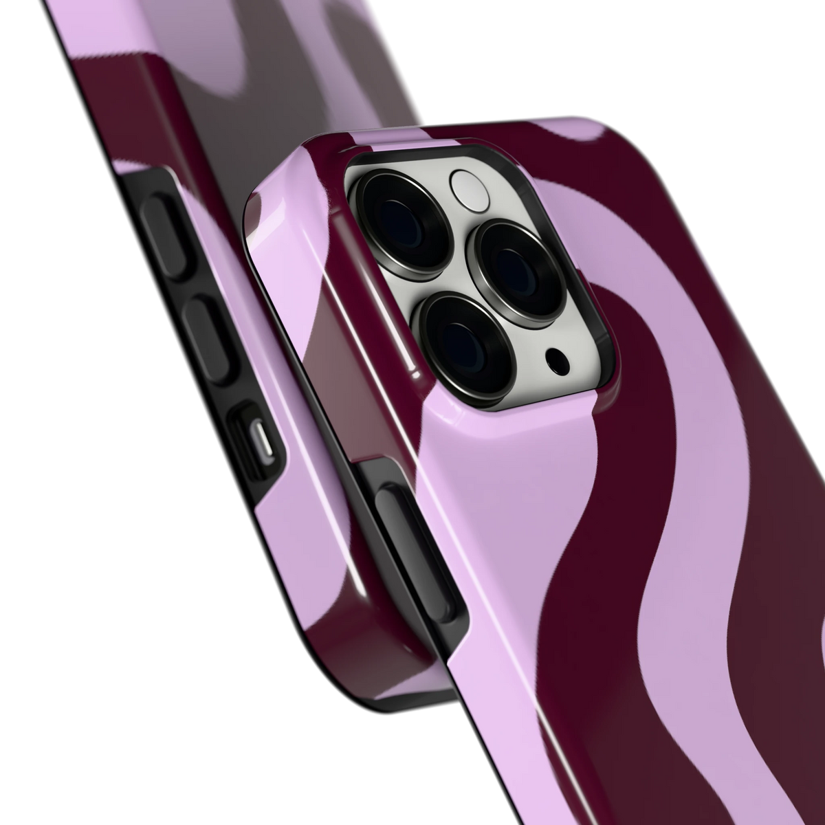 Lila Swirl hoesje voor iPhone 13 Pro, close-up
