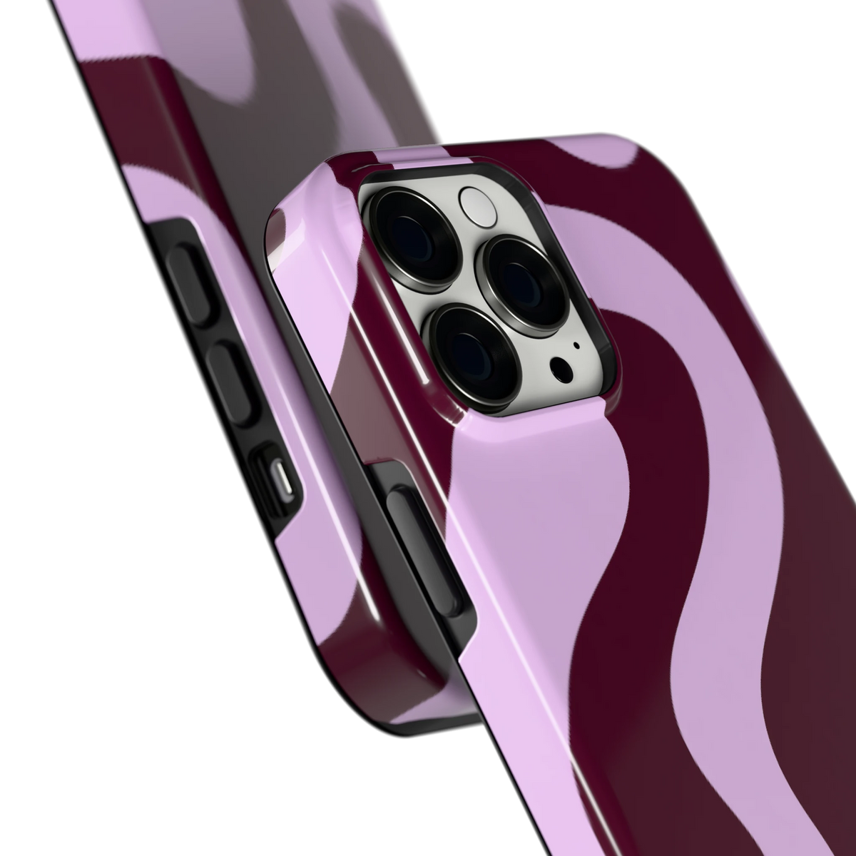 Lila Swirl hoesje voor iPhone 13 Pro Max, close-up