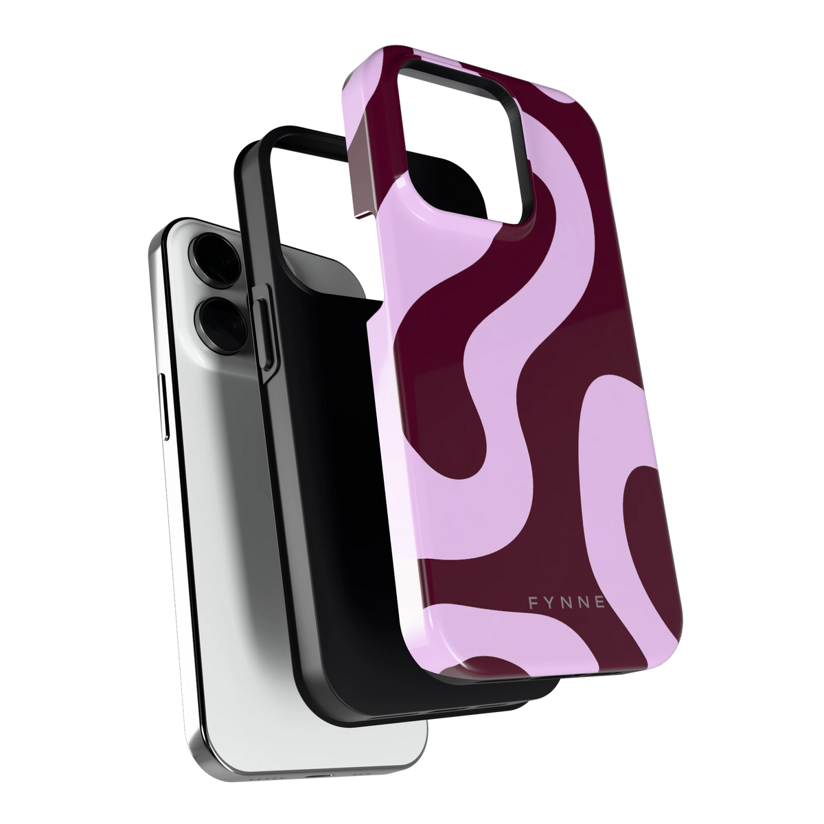 Lila Swirl hoesje voor iPhone 14 Pro, los van de telefoon
