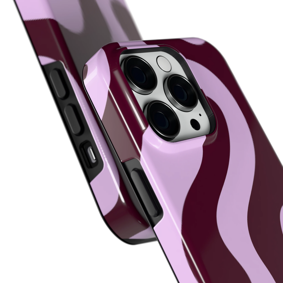 Lila Swirl hoesje voor iPhone 14 Pro, close-up