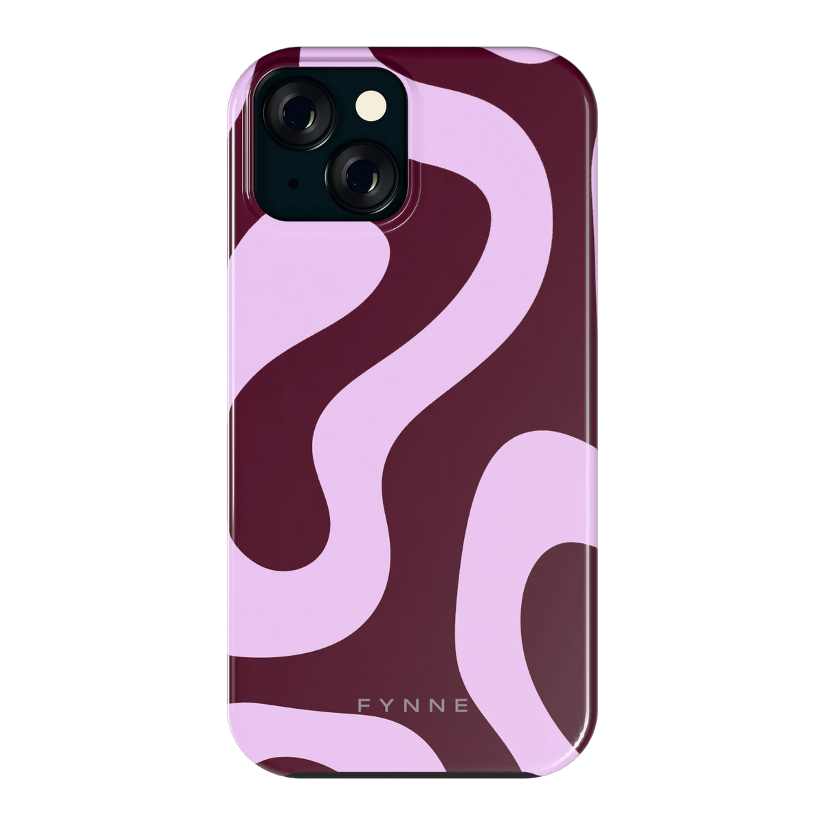 Lila Swirl hoesje voor iPhone 15, achterkant