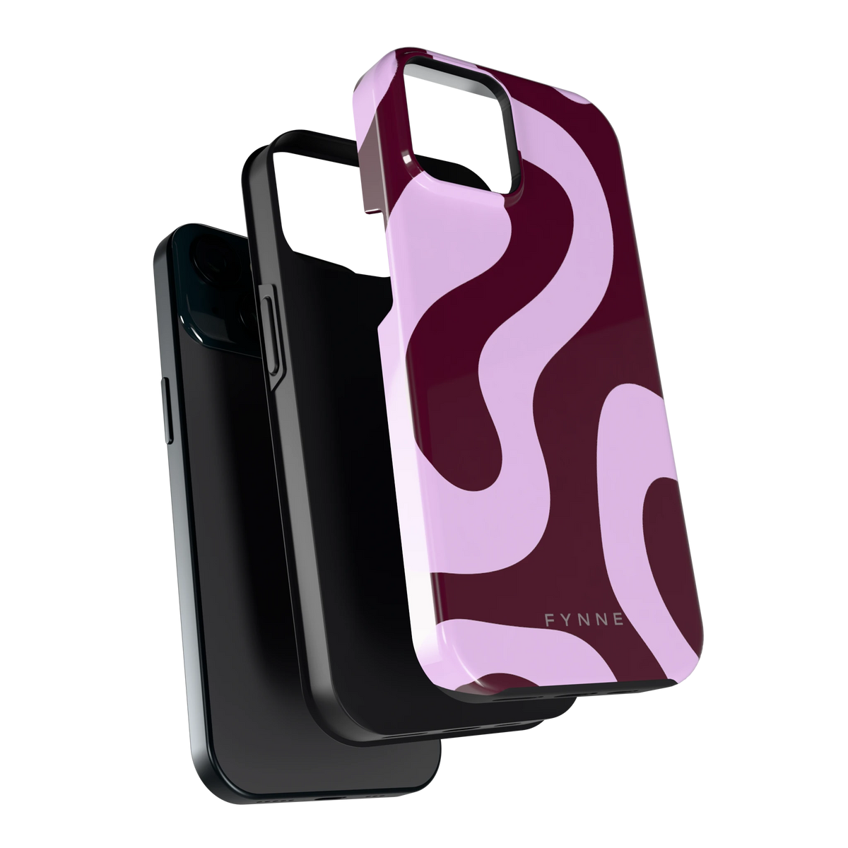 Lila Swirl hoesje voor iPhone 15, los van de telefoon