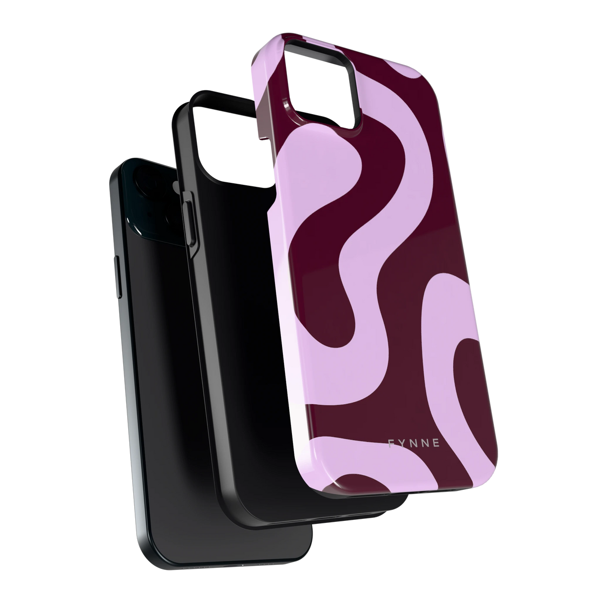 Lila Swirl hoesje voor iPhone 15 Plus, los van de telefoon