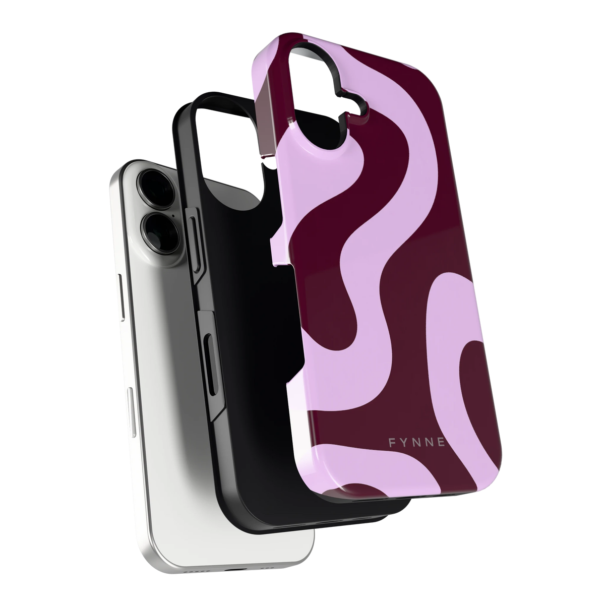 Lila Swirl hoesje voor iPhone 16, los van de telefoon