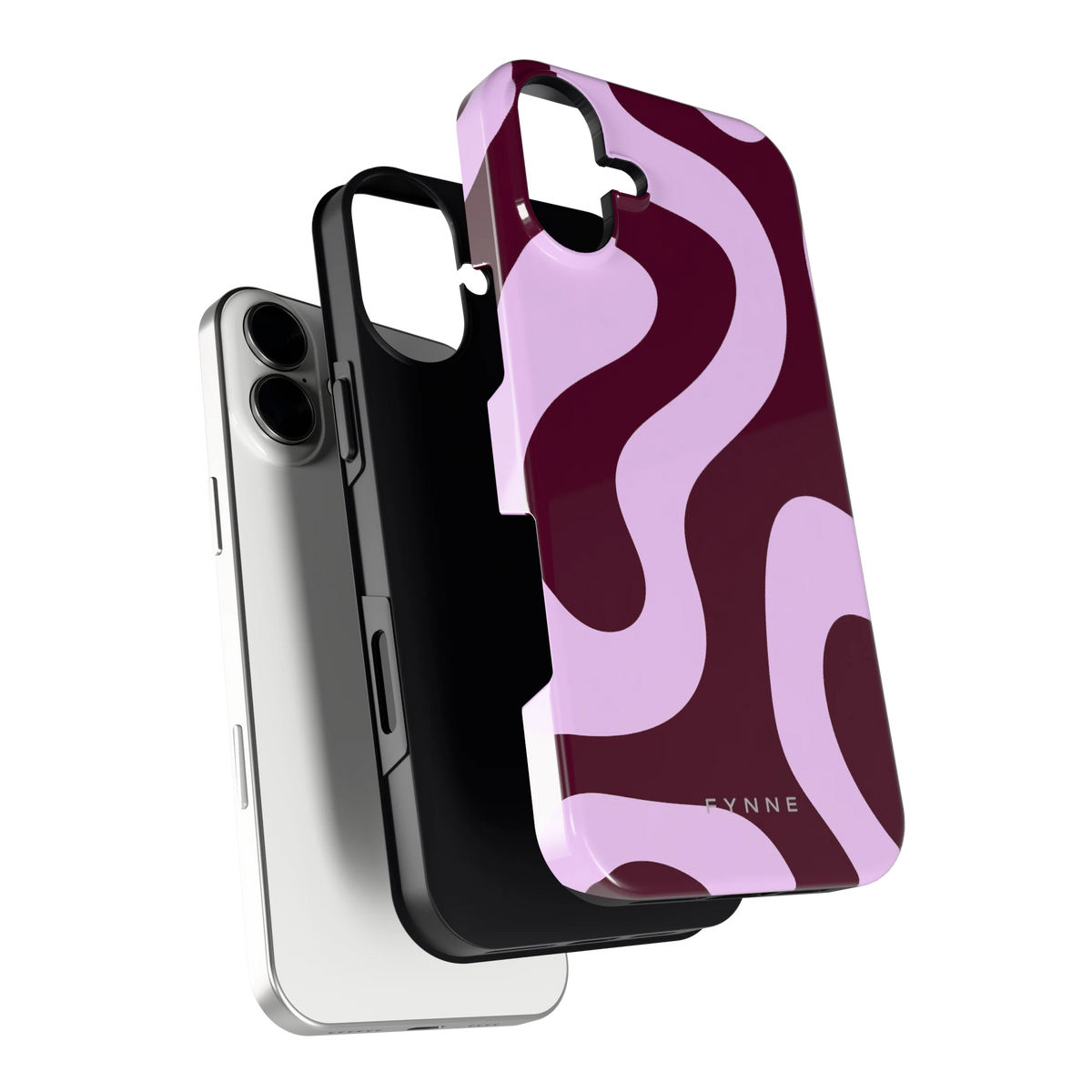 Lila Swirl hoesje voor iPhone 16 Plus, los van de telefoon