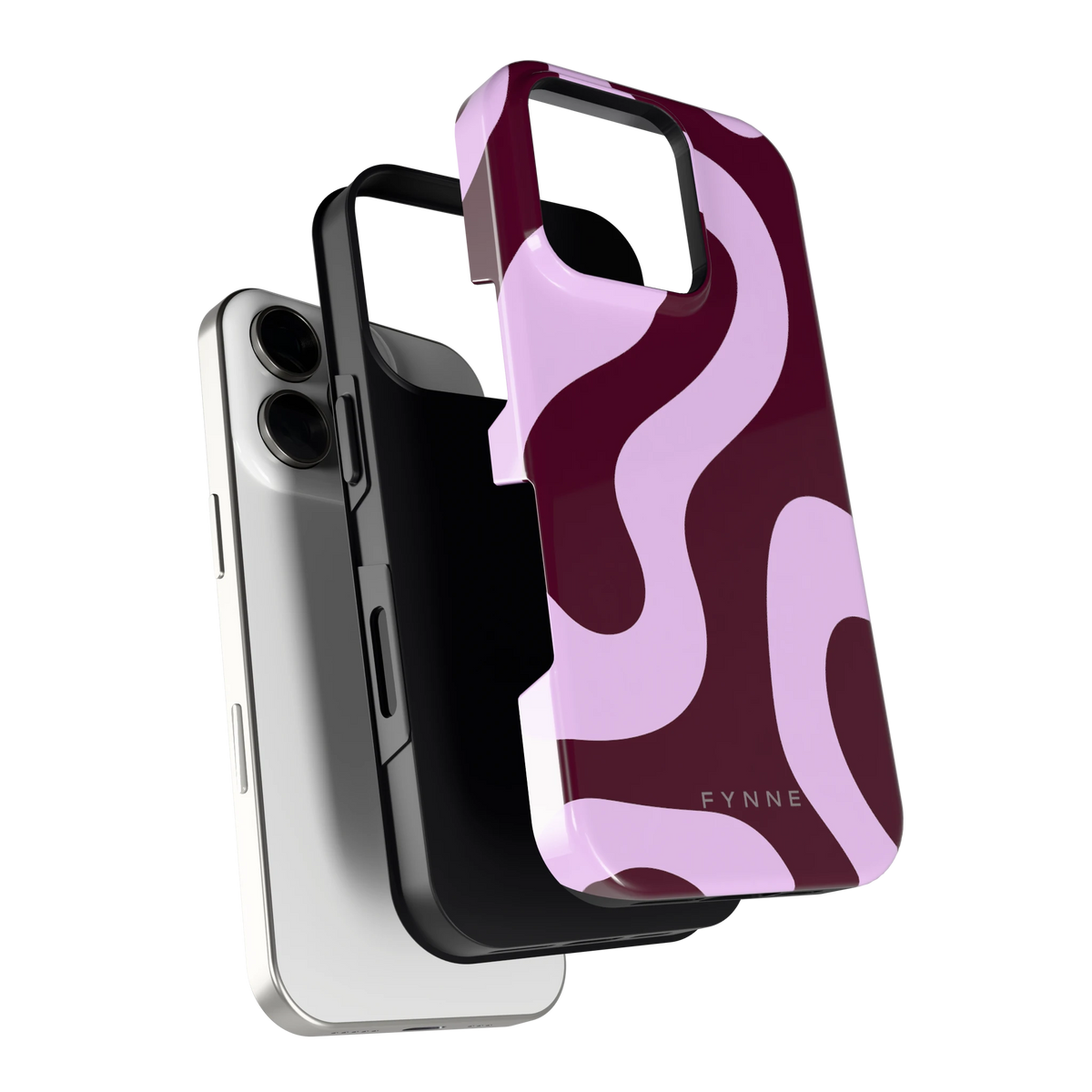 Lila Swirl hoesje voor iPhone 16 Pro, los van de telefoon