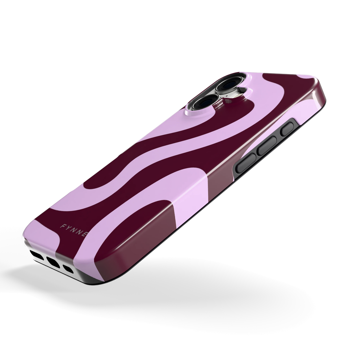 Lila Swirl hoesje voor iPhone 17, schuin