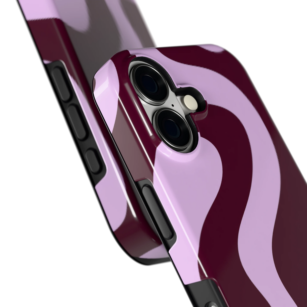 Lila Swirl hoesje voor iPhone 17, close-up