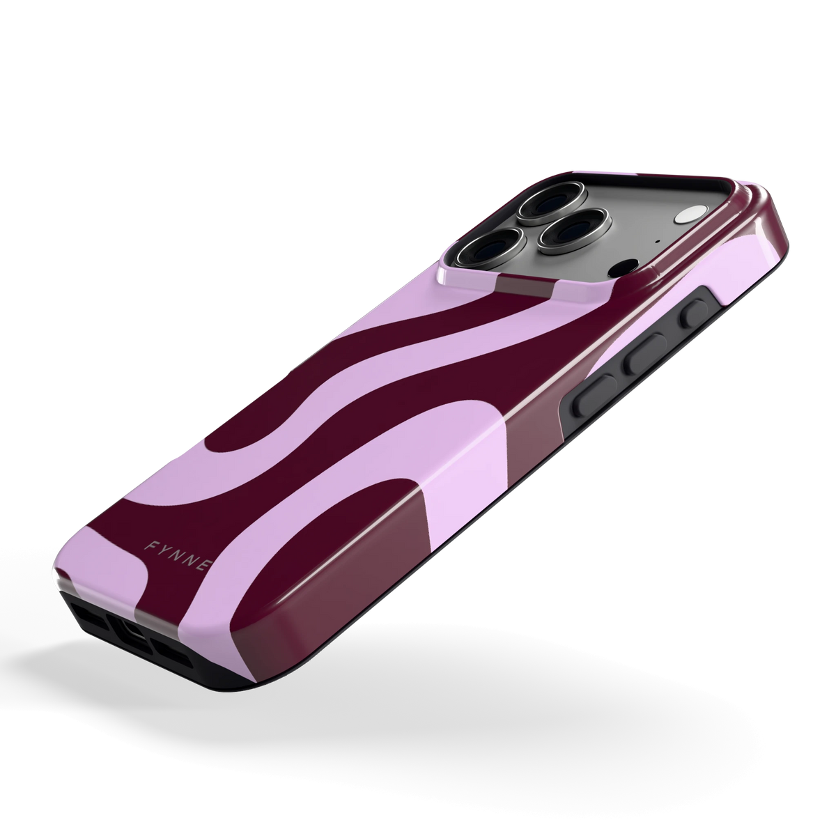 Lila Swirl hoesje voor iPhone 17 Pro, schuin
