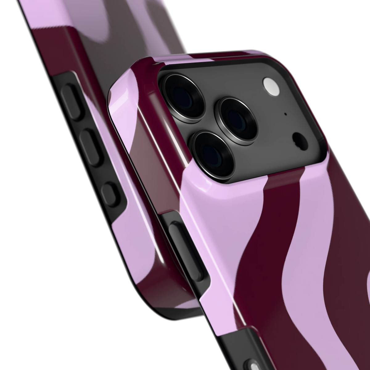 Lila Swirl hoesje voor iPhone 17 Pro, close-up
