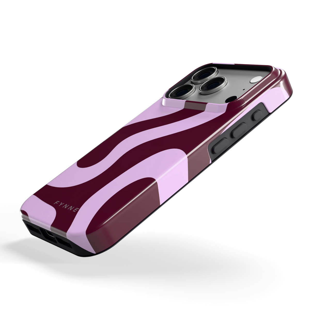 Lila Swirl hoesje voor iPhone 18 Pro, schuin