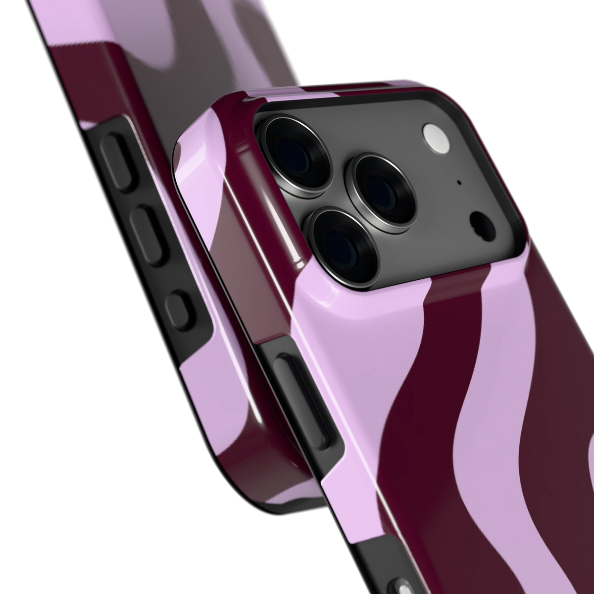 Lila Swirl hoesje voor iPhone 18 Pro, close-up