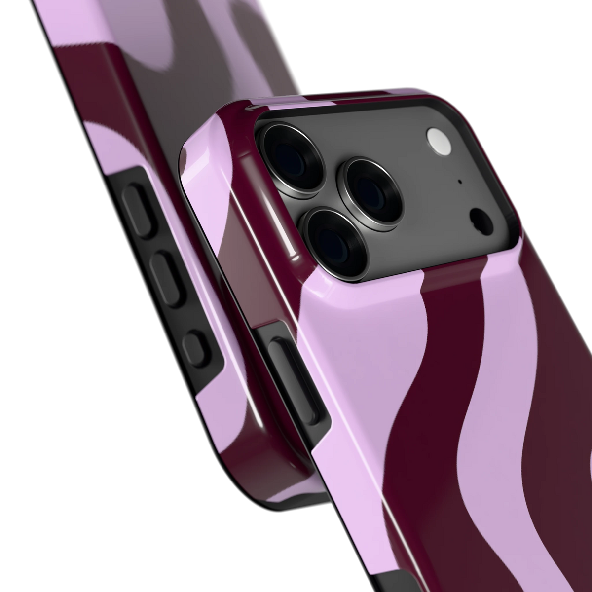 Lila Swirl hoesje voor iPhone 18 Pro Max, close-up