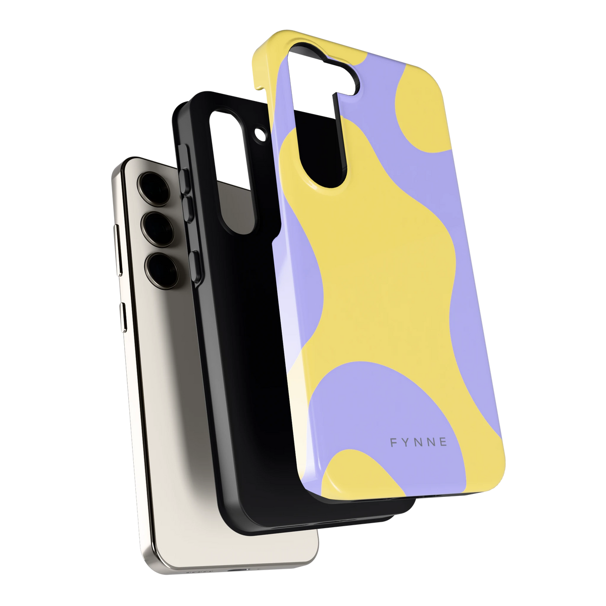 Lila Gele Vlekken hoesje voor Galaxy S23, los van de telefoon