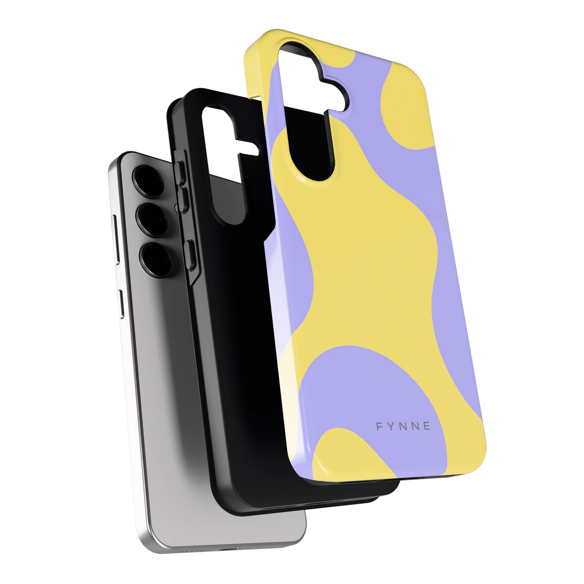 Lila Gele Vlekken hoesje voor Galaxy S24, los van de telefoon
