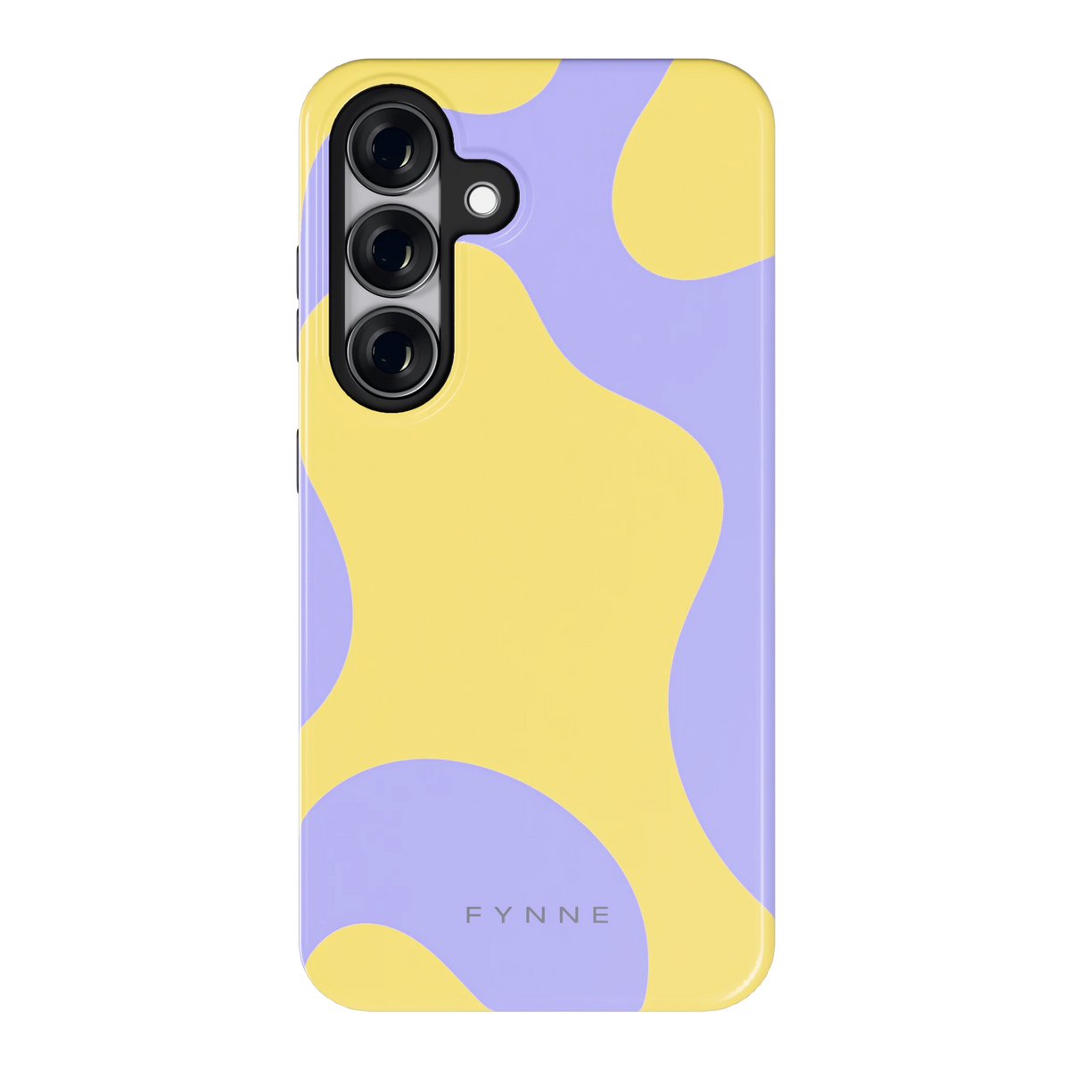 Lila Gele Vlekken hoesje voor Galaxy S25, achterkant