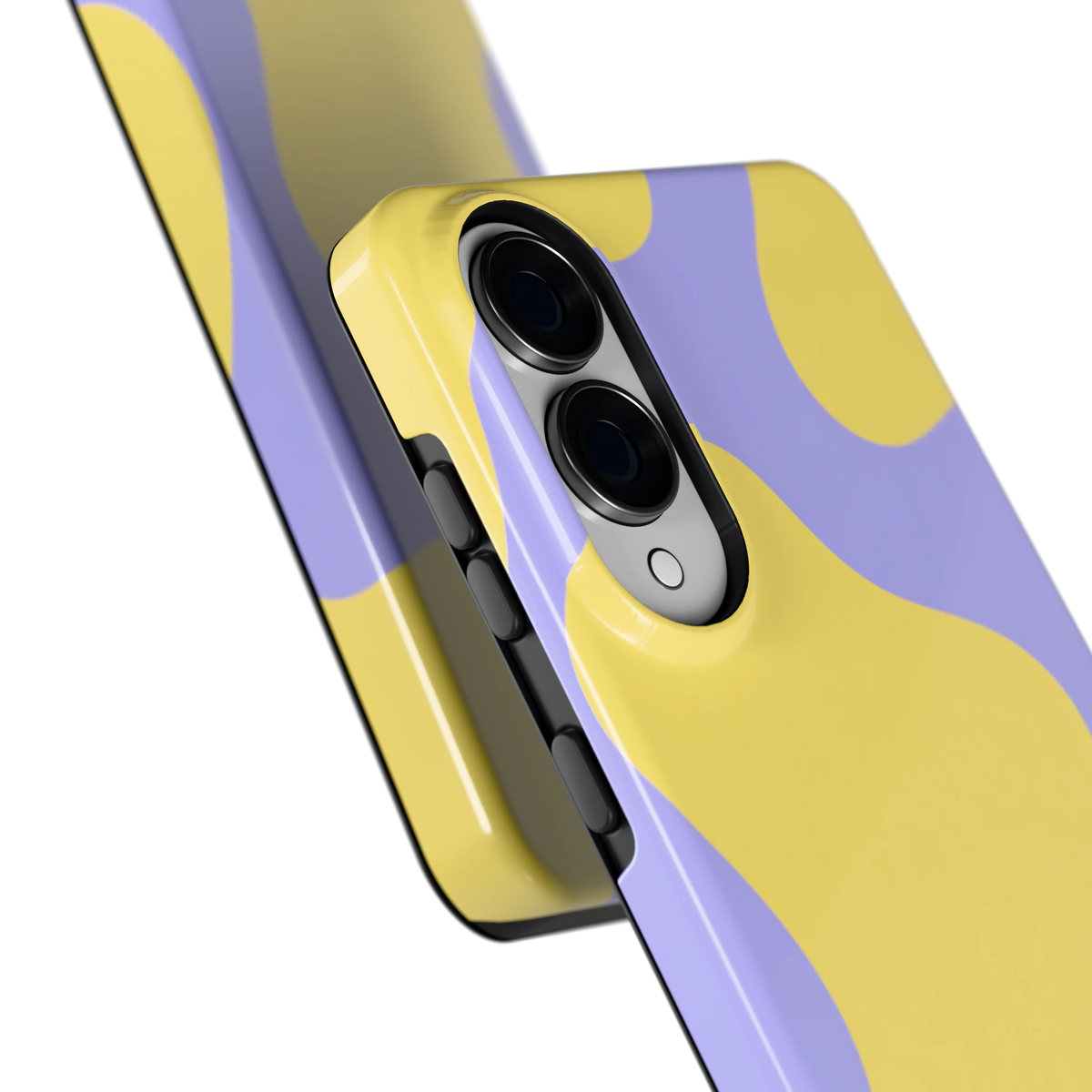 Lila Gele Vlekken hoesje voor Galaxy S25 Edge, close-up