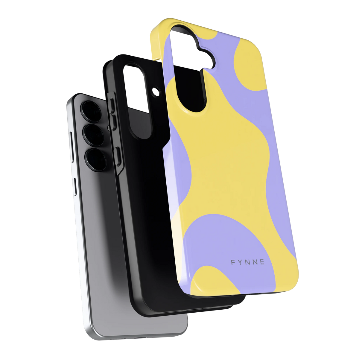 Lila Gele Vlekken hoesje voor Galaxy S25, los van de telefoon