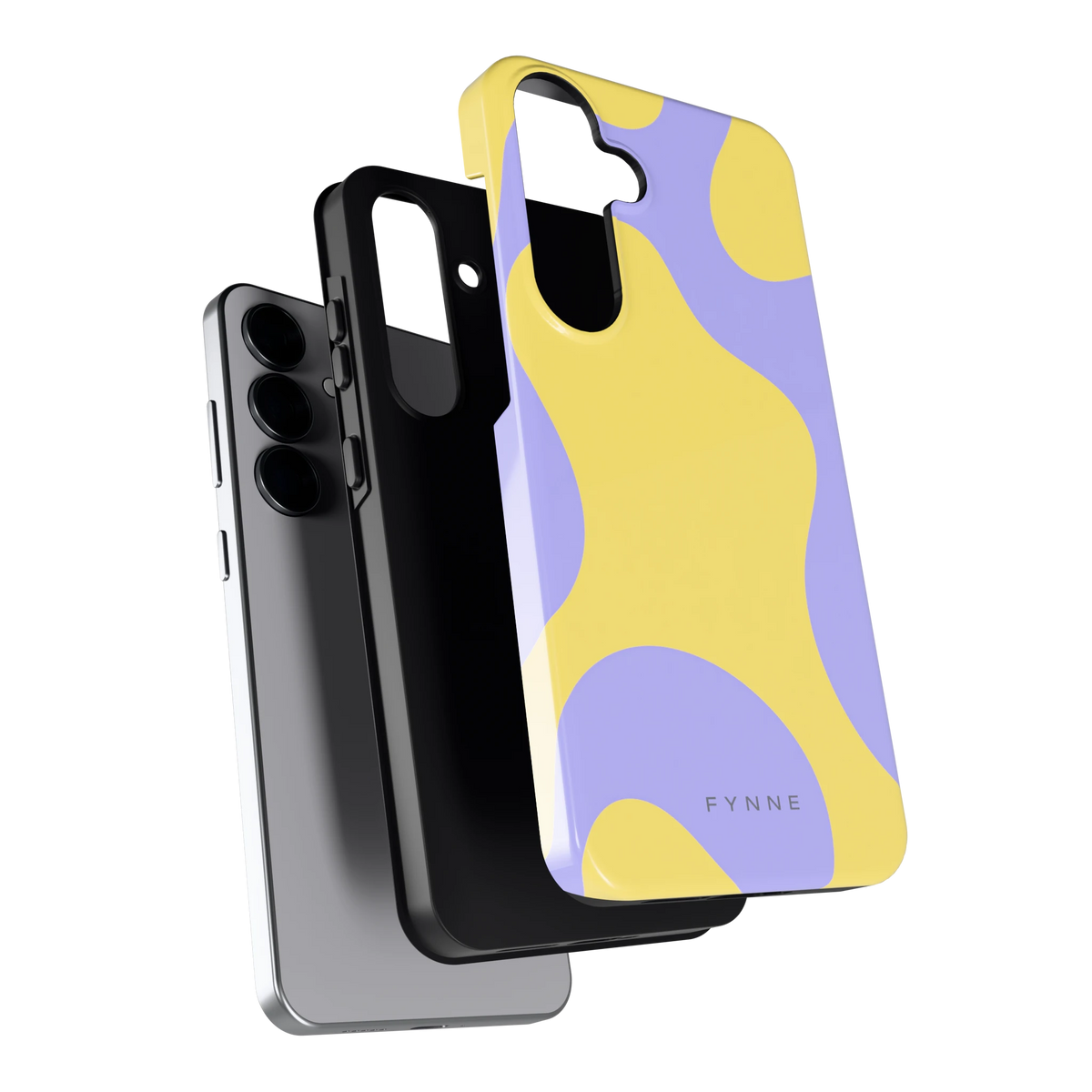 Lila Gele Vlekken hoesje voor Galaxy S25+, los van de telefoon