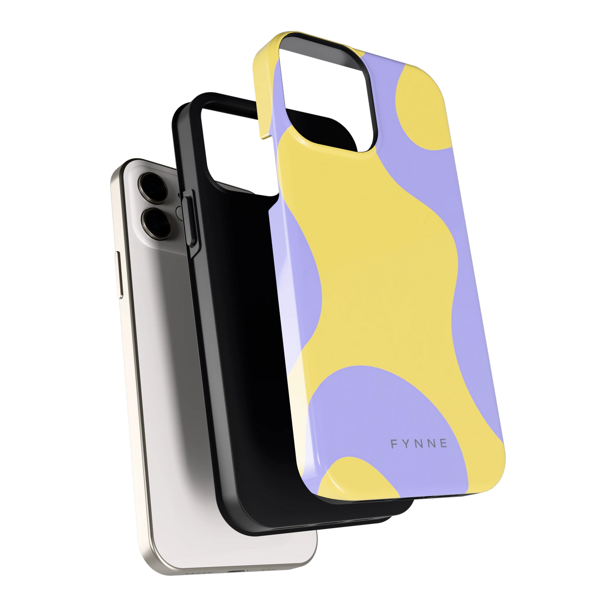 Lila Gele Vlekken hoesje voor iPhone 12, los van de telefoon