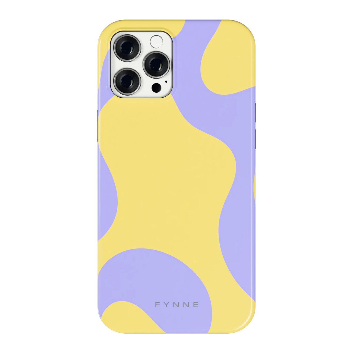 Lila Gele Vlekken hoesje voor iPhone 12 Pro Max, achterkant