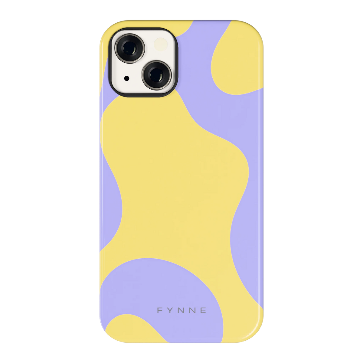 Lila Gele Vlekken hoesje voor iPhone 13, achterkant