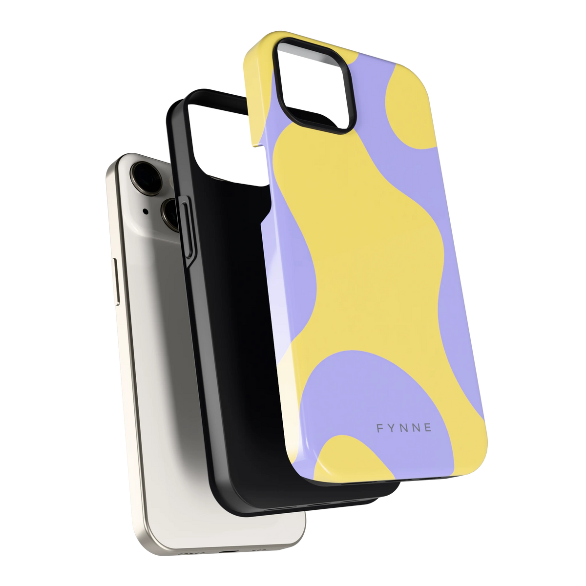 Lila Gele Vlekken hoesje voor iPhone 13, los van de telefoon