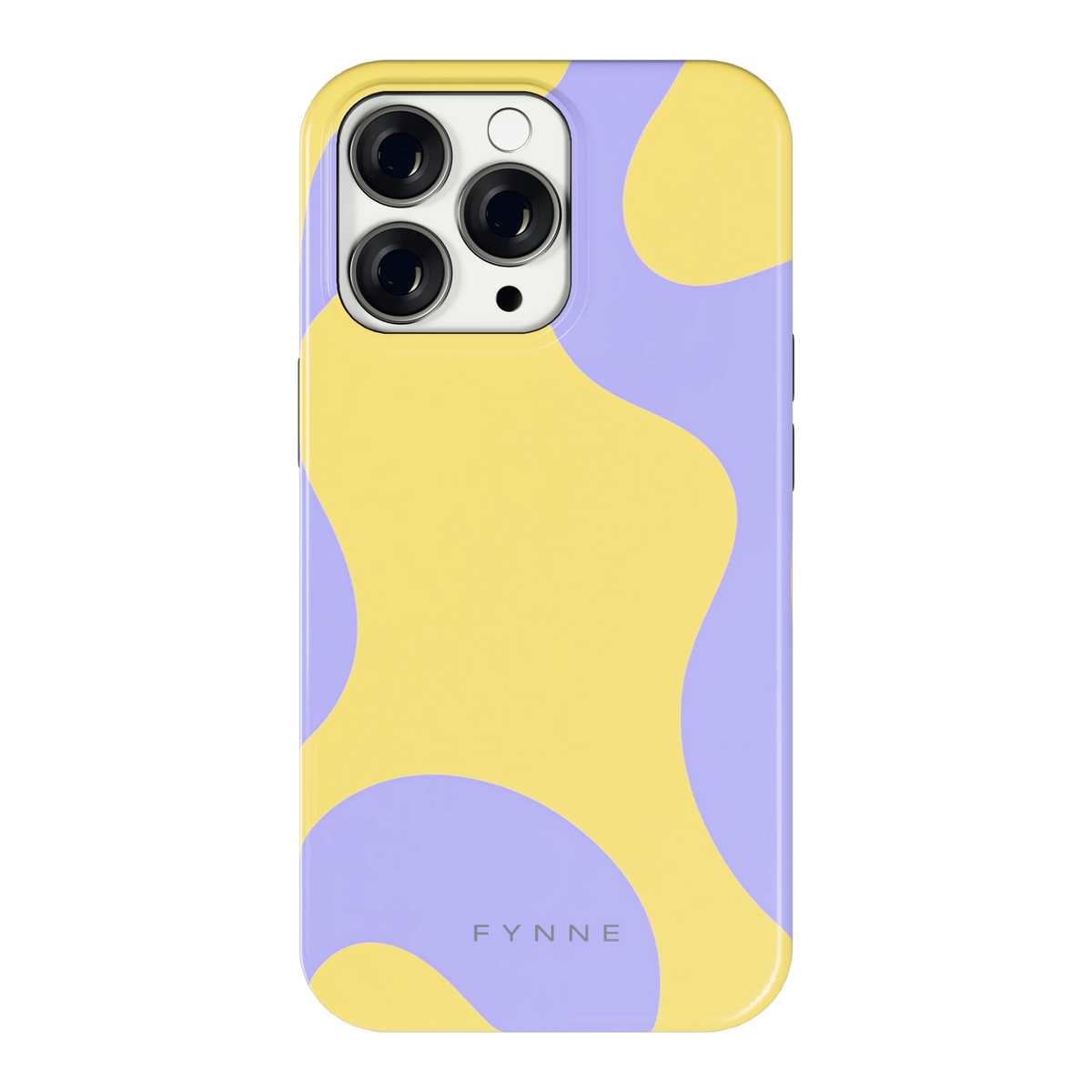 Lila Gele Vlekken hoesje voor iPhone 13 Pro, achterkant