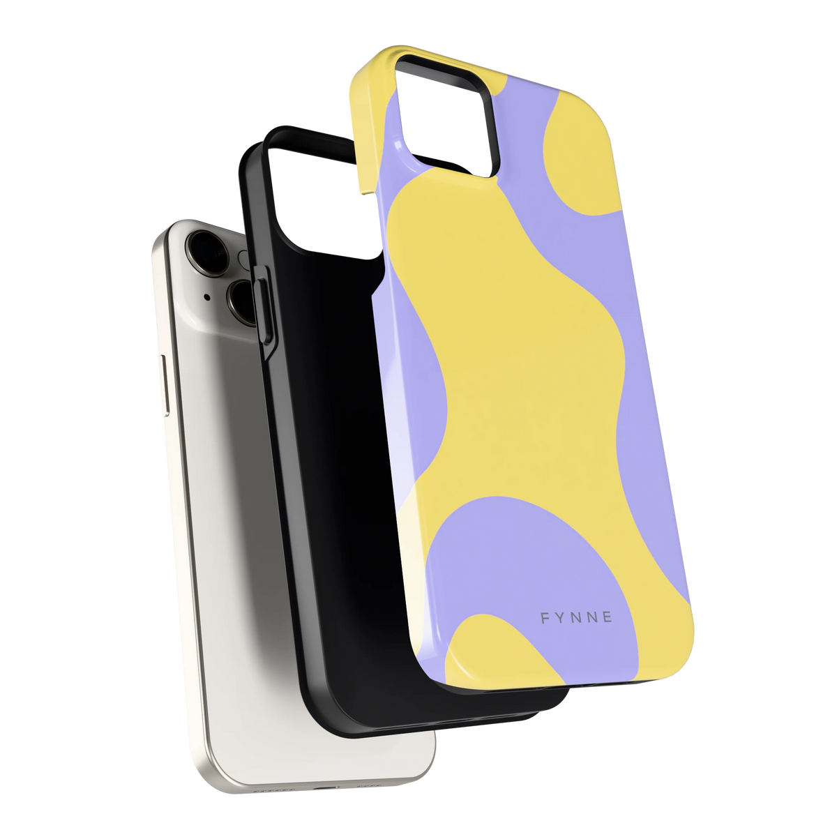 Lila Gele Vlekken hoesje voor iPhone 14 Plus, los van de telefoon