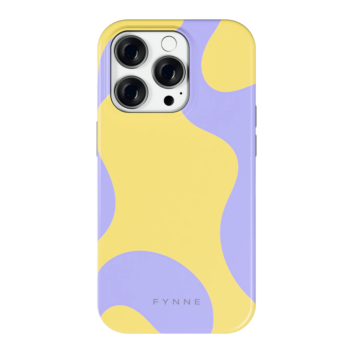 Lila Gele Vlekken hoesje voor iPhone 14 Pro, achterkant