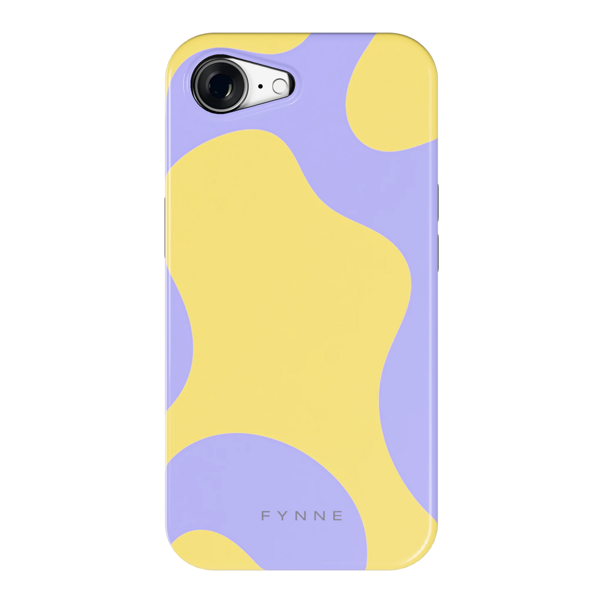 Lila Gele Vlekken hoesje voor iPhone 16e, achterkant