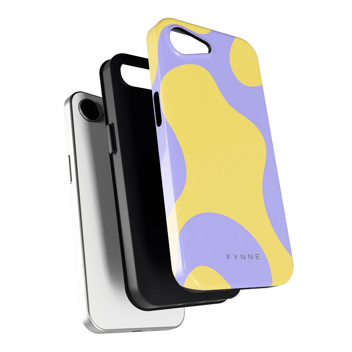 Lila Gele Vlekken hoesje voor iPhone 16e, los van de telefoon