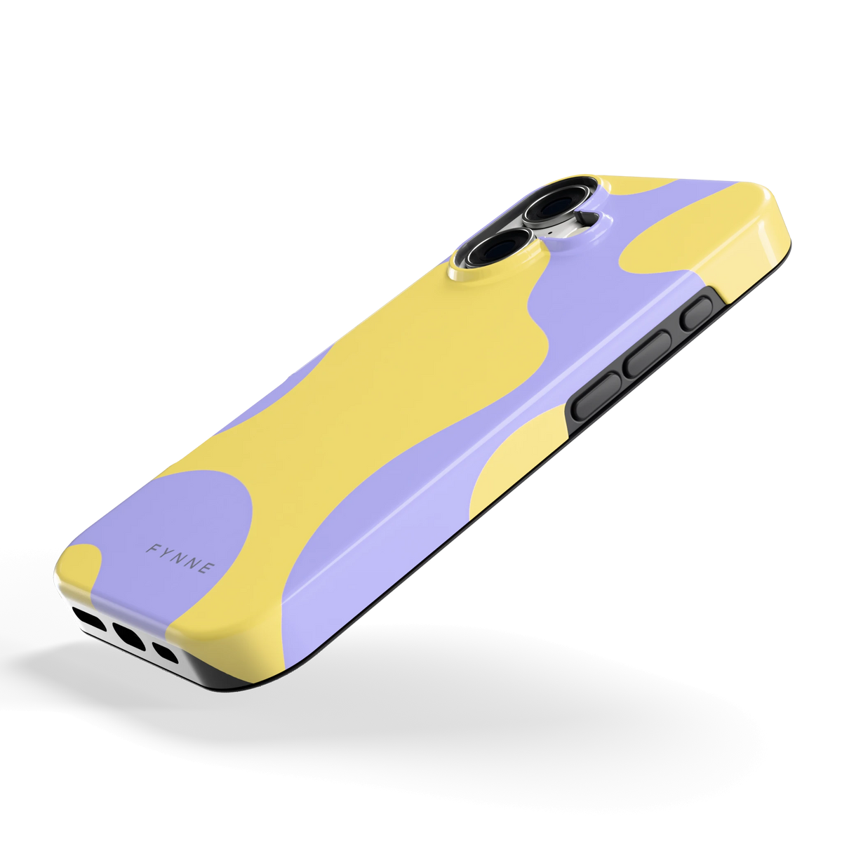 Lila Gele Vlekken hoesje voor iPhone 17, schuin