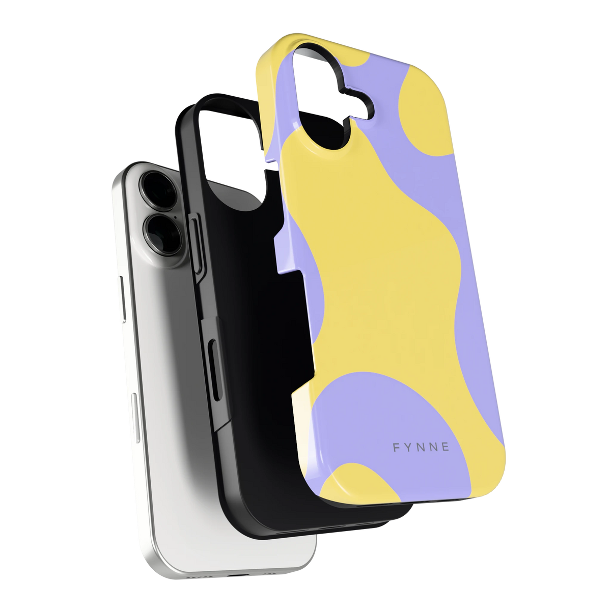 Lila Gele Vlekken hoesje voor iPhone 17, los van de telefoon