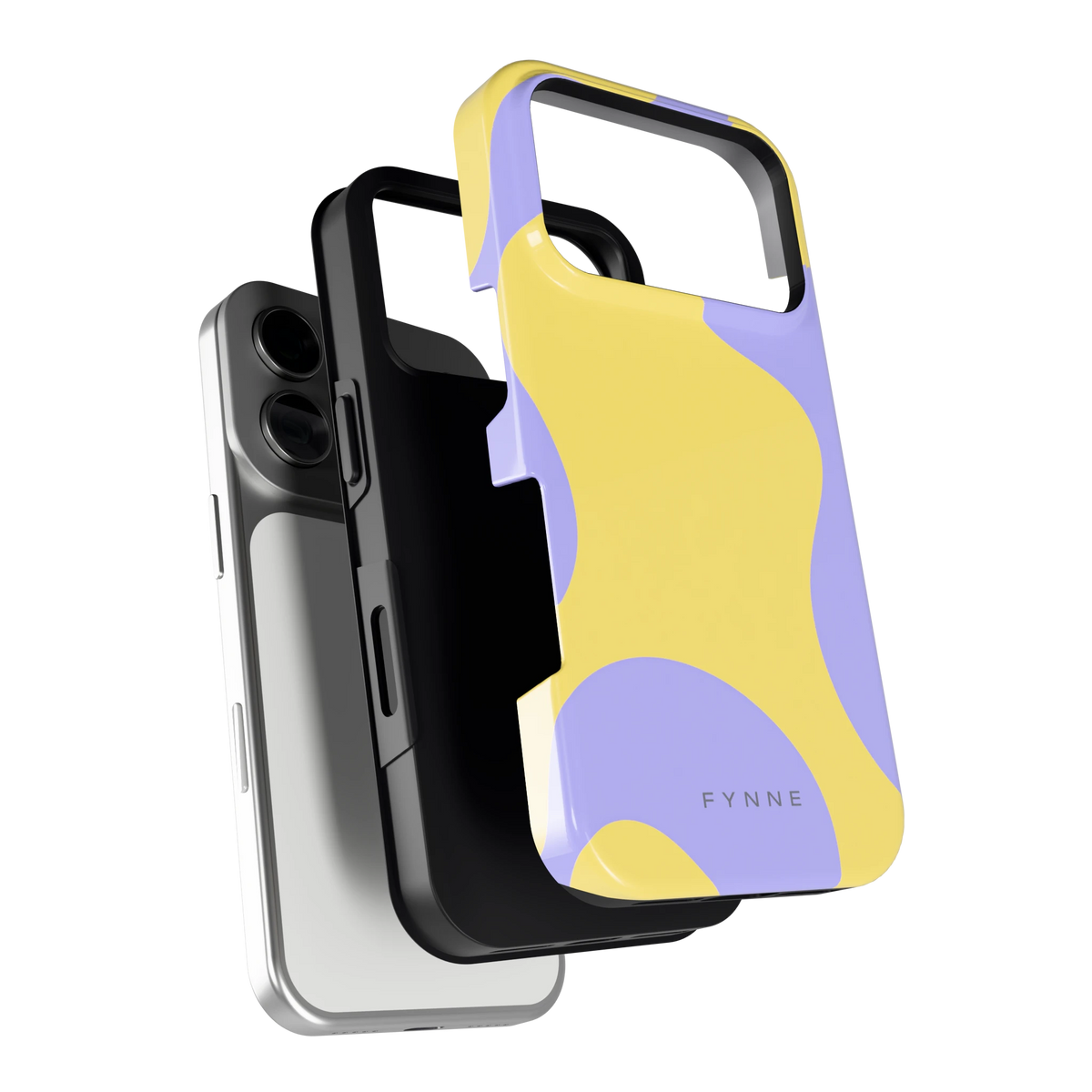 Lila Gele Vlekken hoesje voor iPhone 17 Pro, los van de telefoon