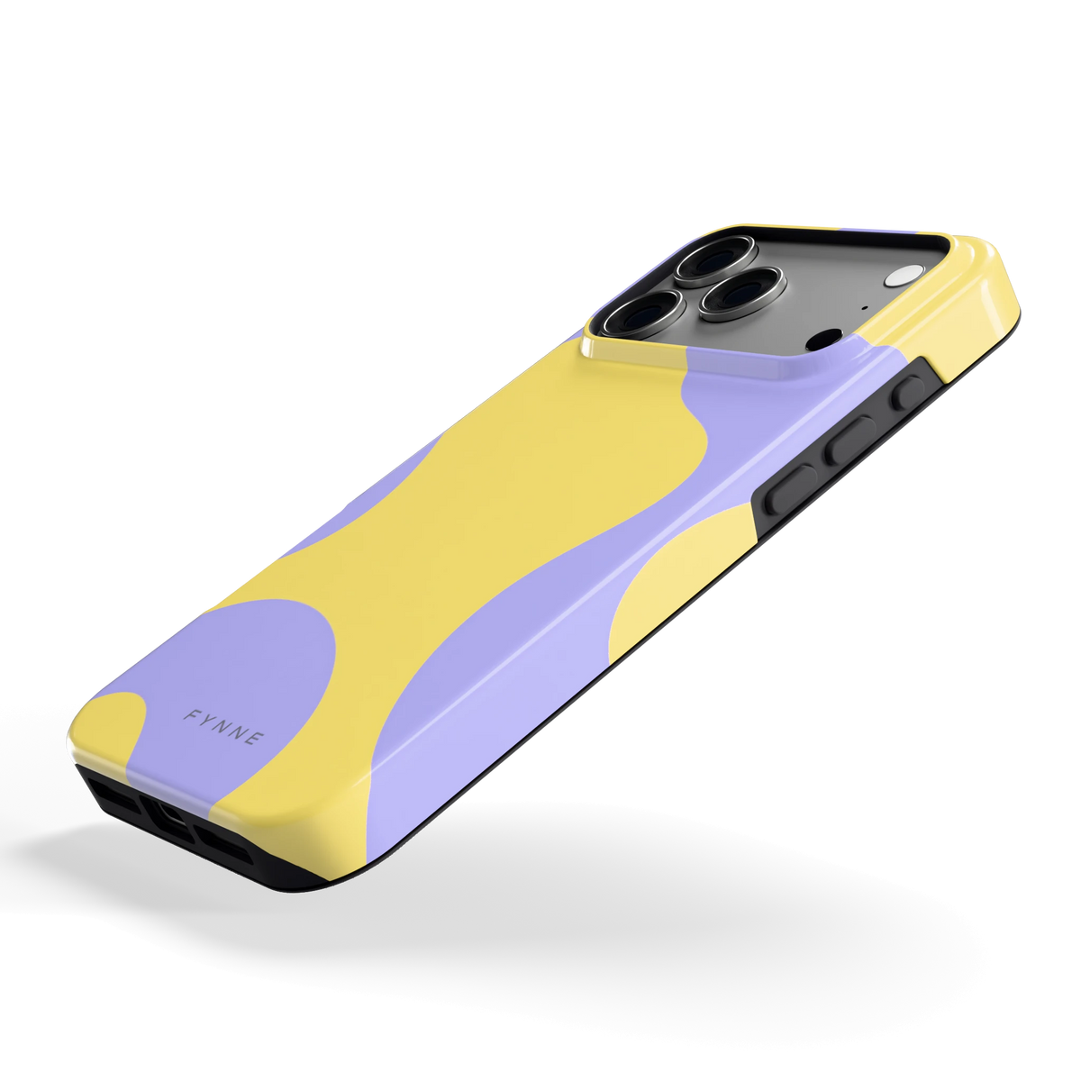 Lila Gele Vlekken hoesje voor iPhone 17 Pro Max, schuin