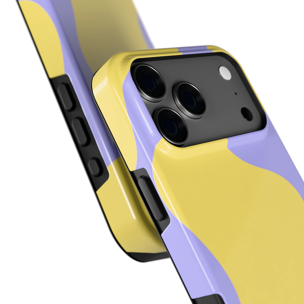 Lila Gele Vlekken hoesje voor iPhone 17 Pro Max, close-up
