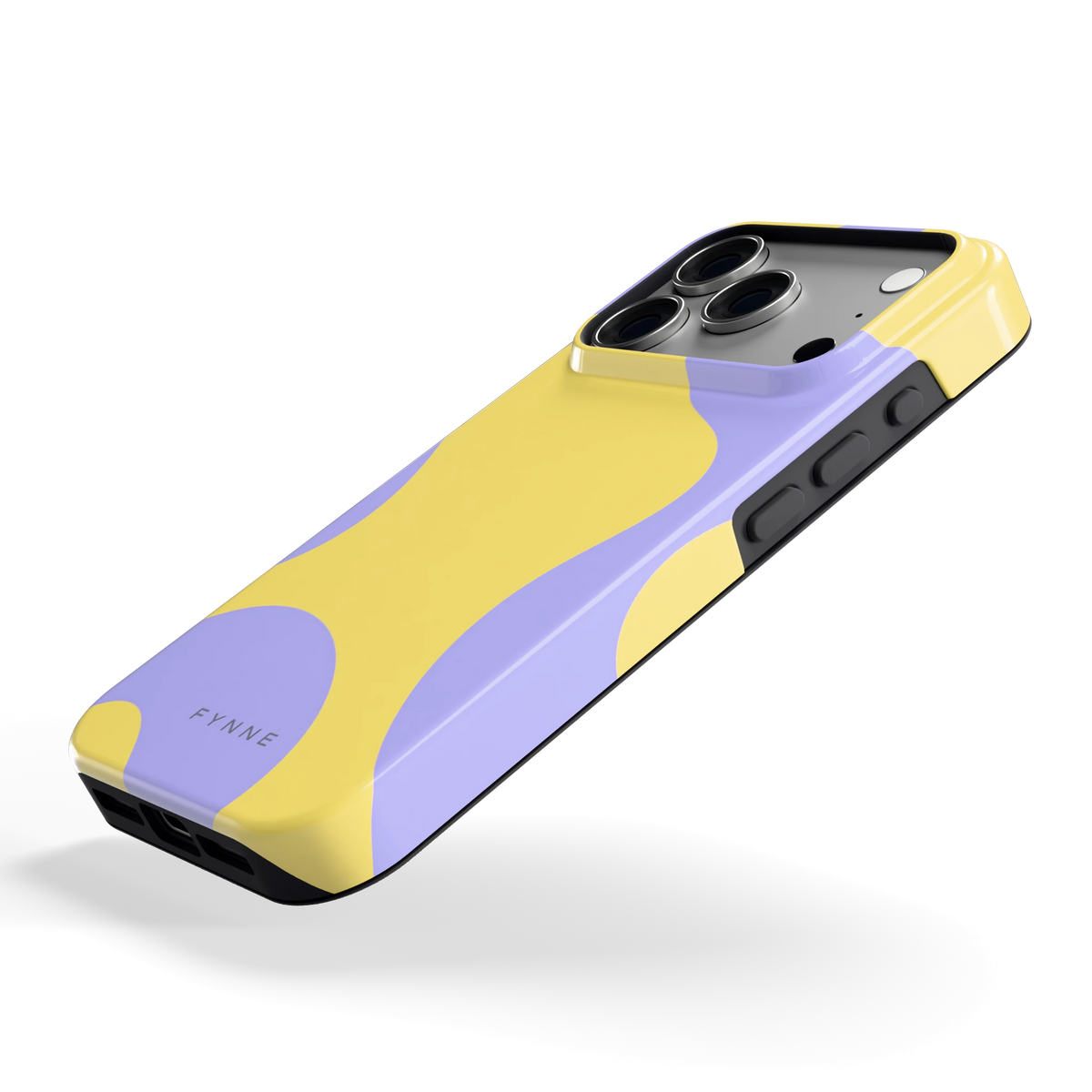 Lila Gele Vlekken hoesje voor iPhone 18 Pro, schuin