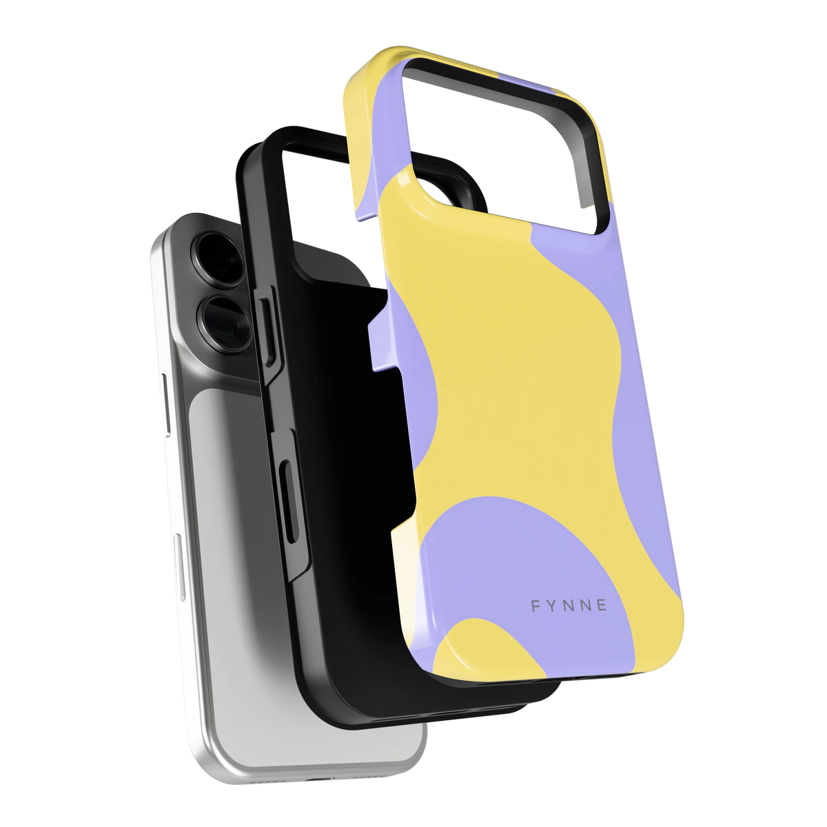 Lila Gele Vlekken hoesje voor iPhone 18 Pro, los van de telefoon