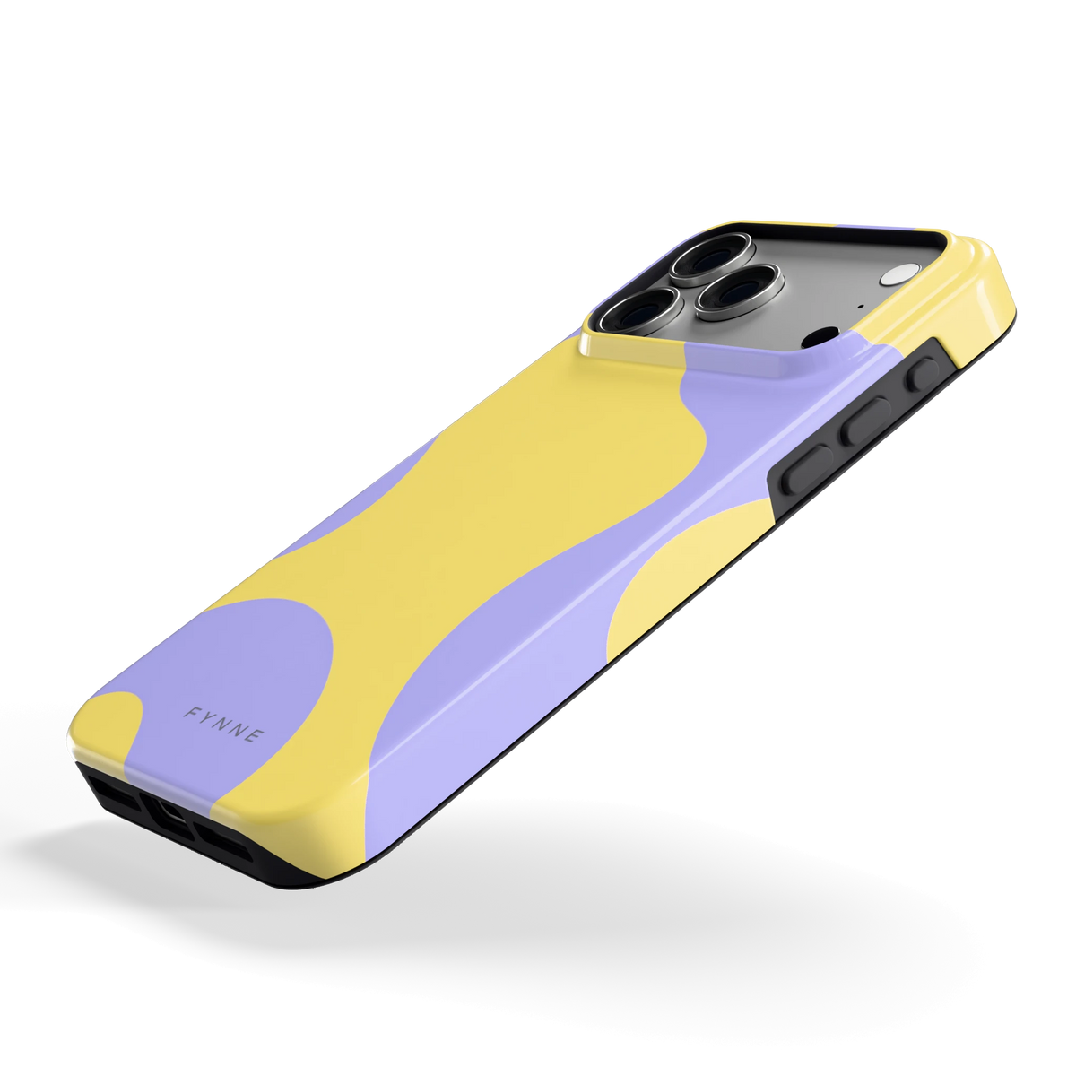 Lila Gele Vlekken hoesje voor iPhone 18 Pro Max, schuin
