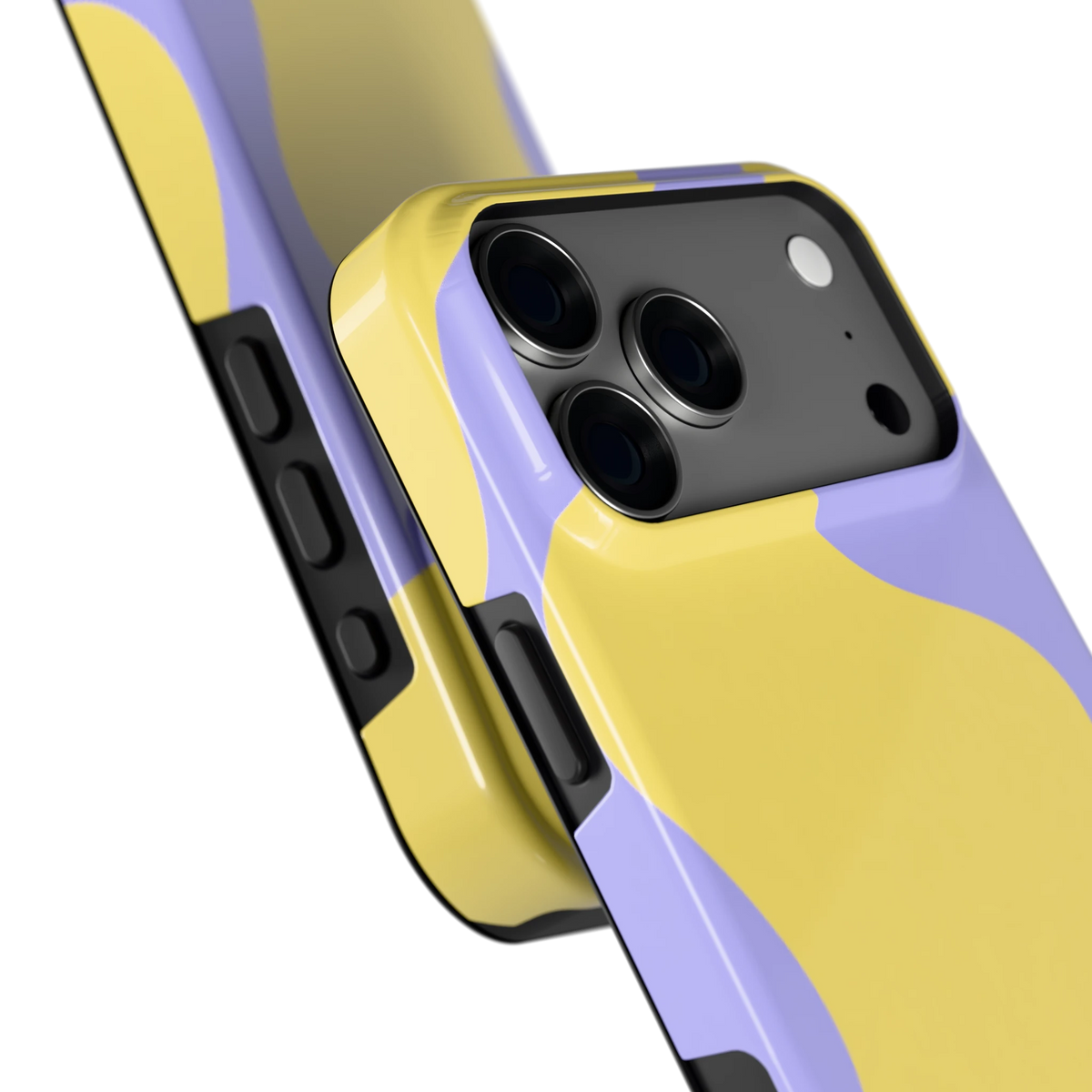 Lila Gele Vlekken hoesje voor iPhone 18 Pro Max, close-up