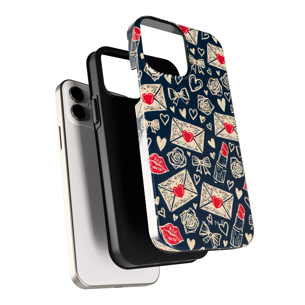 Liefdesbrieven hoesje voor iPhone 12, los van de telefoon