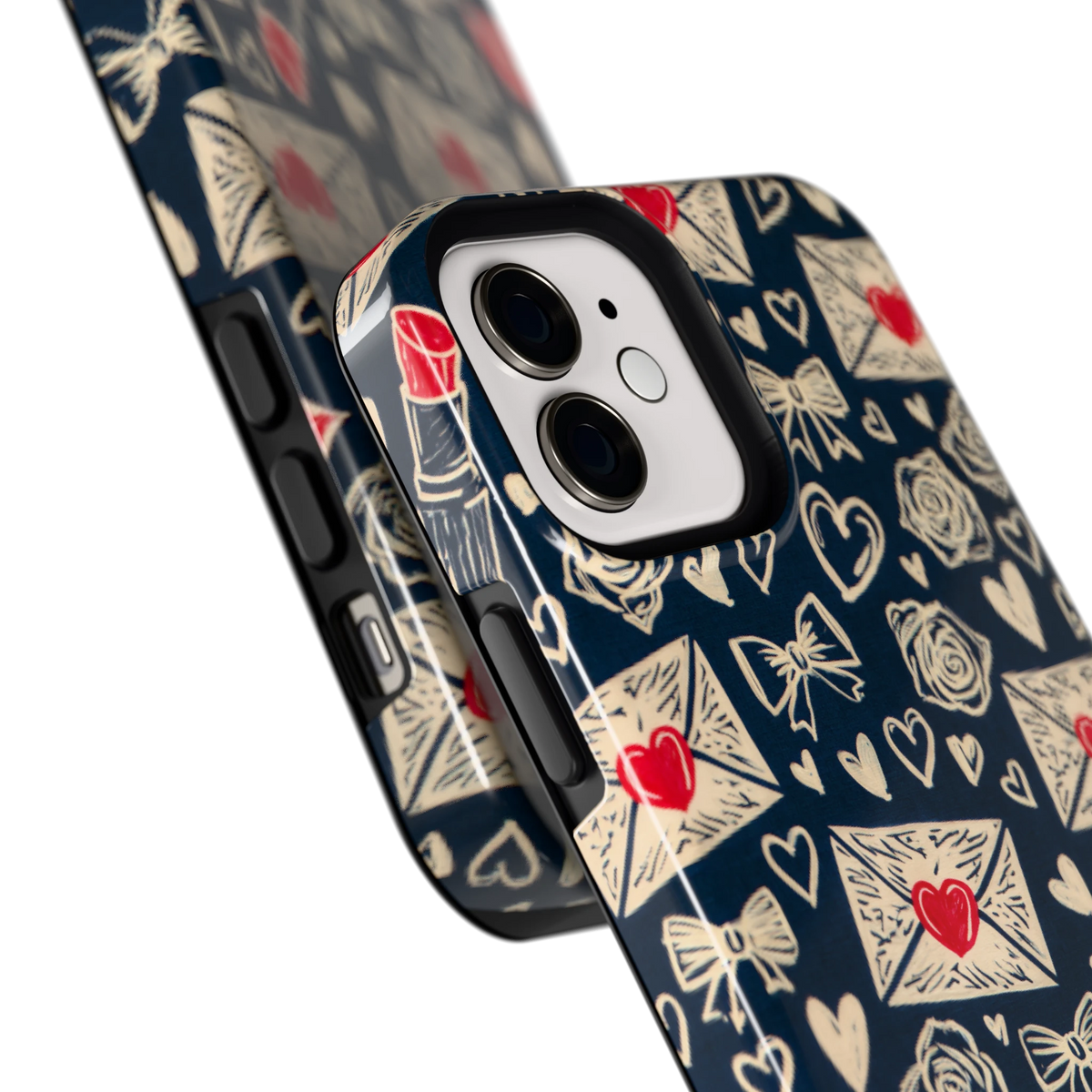 Liefdesbrieven hoesje voor iPhone 12, close-up
