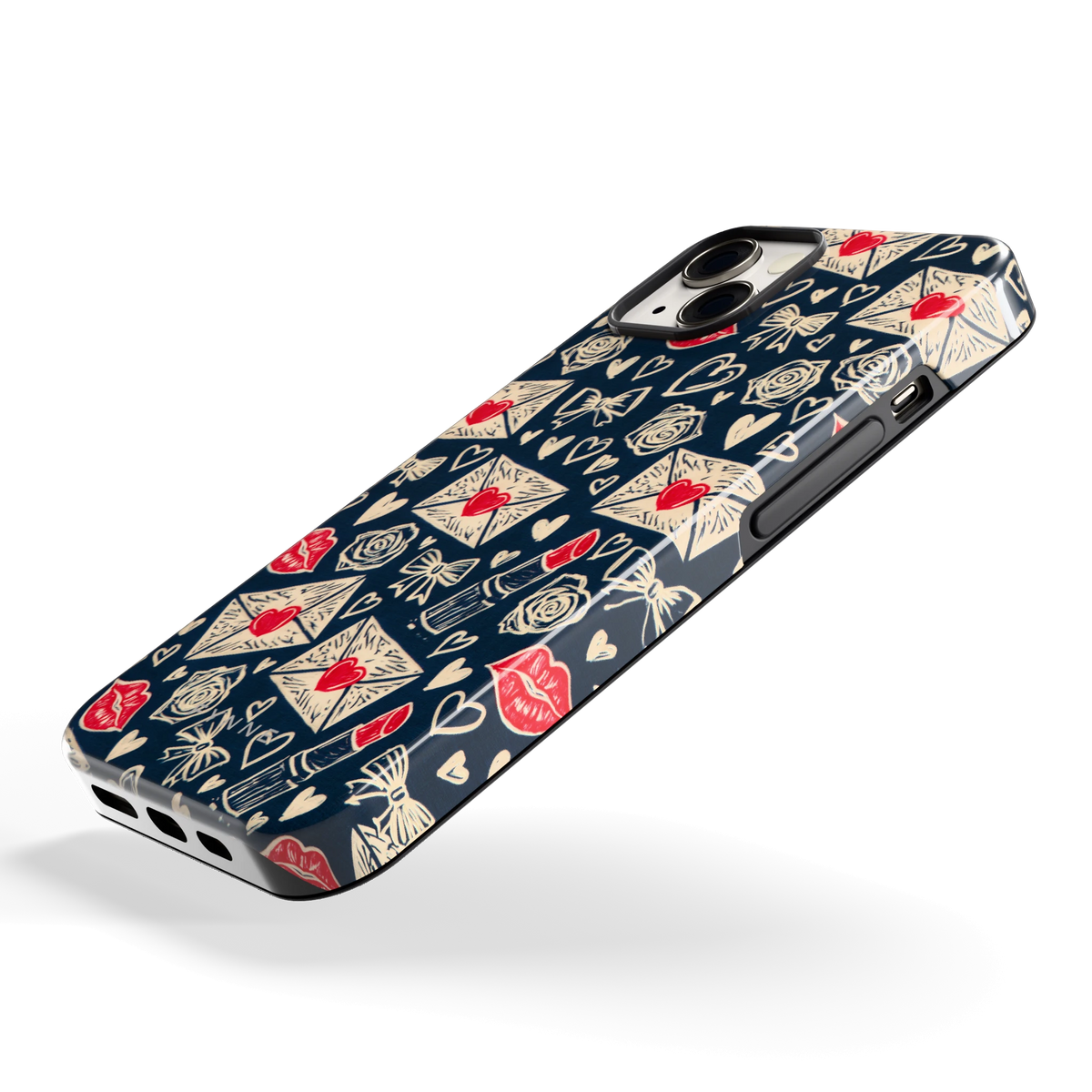 Liefdesbrieven hoesje voor iPhone 13, schuin