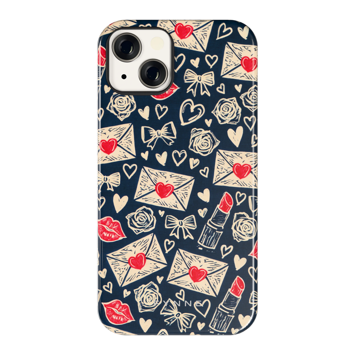 Liefdesbrieven hoesje voor iPhone 13, achterkant