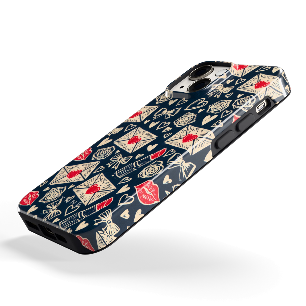 Liefdesbrieven hoesje voor iPhone 13 mini, schuin