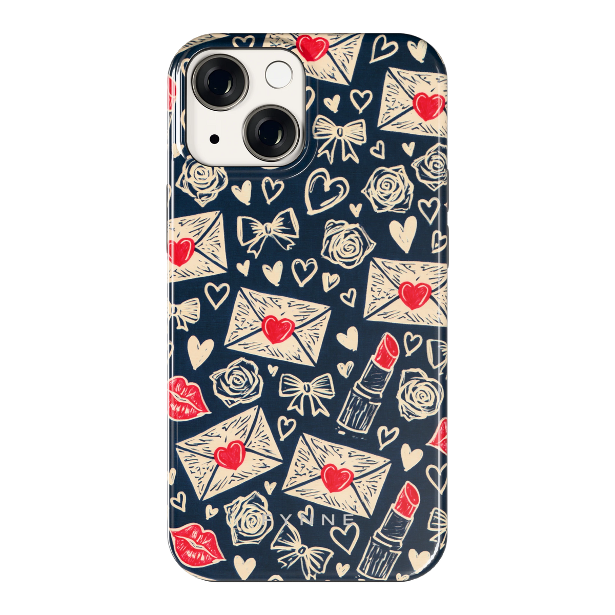 Liefdesbrieven hoesje voor iPhone 13 mini, achterkant