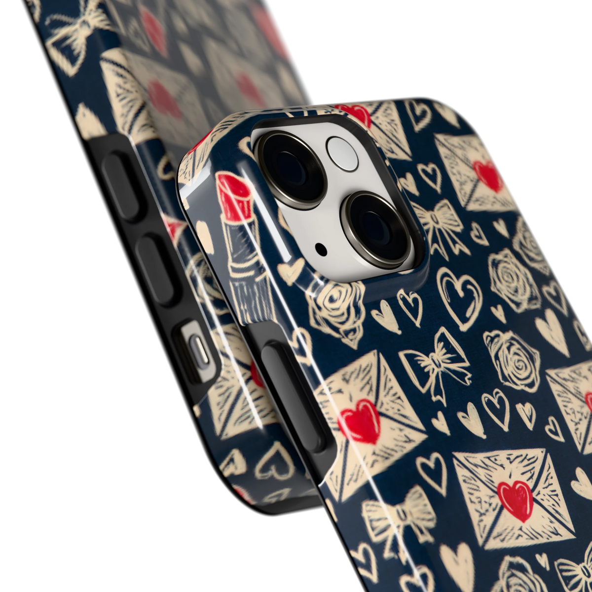 Liefdesbrieven hoesje voor iPhone 13 mini, close-up